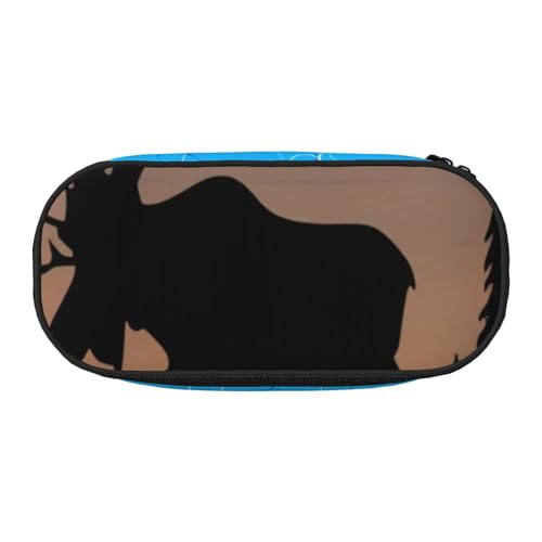 QGWDYYJQ Elch Mountain Pine Tree Wildnis Bedrucktes Federmäppchen Schreibwaren Organizer Tragbares Federmäppchen, Schwarz , Einheitsgröße, Münztasche von QGWDYYJQ