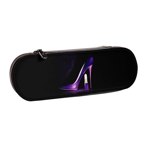 QGWDYYJQ Elegantes Federmäppchen, Motiv: High Heels mit Lippenstift, bedrucktes Leder, Schreibwaren-Organizer, tragbares Federmäppchen von QGWDYYJQ