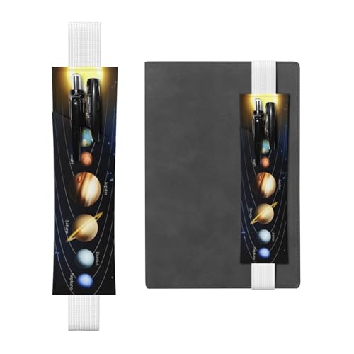 QGWDYYJQ Exploring The Solar System Bedruckter Leder-Stifthalter Lesezeichen Federmäppchen, weiß, Einheitsgröße, Münztasche von QGWDYYJQ