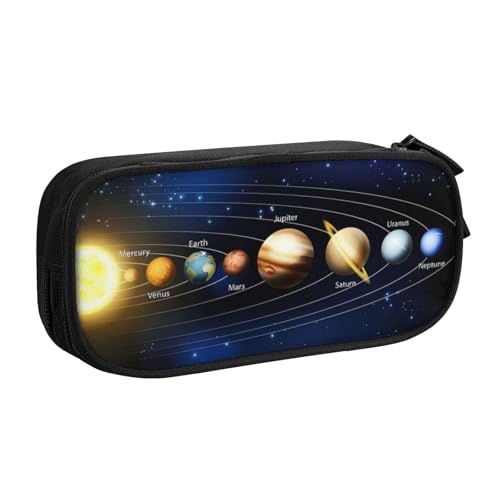 QGWDYYJQ Exploring The Solar System Federmäppchen, Schreibwarenetui, tragbarer Organizer, Schwarz , Einheitsgröße, Münztasche von QGWDYYJQ