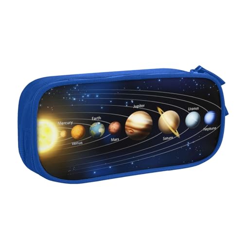 QGWDYYJQ Exploring The Solar System Federmäppchen, Schreibwarenetui, tragbarer Organizer, blau, Einheitsgröße, Münztasche von QGWDYYJQ