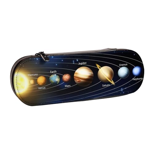QGWDYYJQ Exploring The Solar System Federmäppchen aus bedrucktem Leder, Schreibwaren-Organizer, tragbares Federmäppchen von QGWDYYJQ
