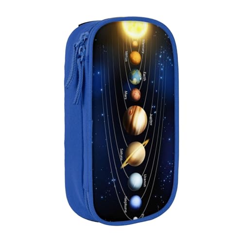 QGWDYYJQ Exploring The Solar System Printed Large Capacity Double Layer Pencil Case Stationery Case Portable Organizer, blau, Einheitsgröße, Münzfach von QGWDYYJQ