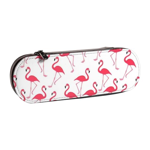 QGWDYYJQ Federmäppchen, Leder, Motiv: rosa Flamingo-Muster, Schreibwaren-Organizer, tragbares Federmäppchen von QGWDYYJQ