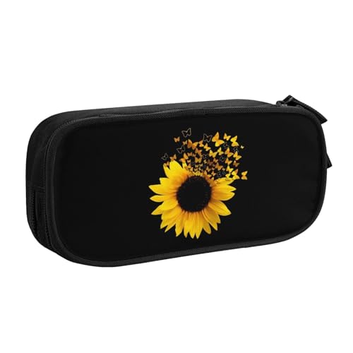 QGWDYYJQ Federmäppchen, Motiv: Sonnenblumen, Schmetterlinge, Kunstdruck, Schreibwarenetui, tragbarer Organizer, Schwarz , Einheitsgröße, Münztasche QGWDYYJQ Federmäppchen, Motiv: Sonnenblumen, Schmetterlinge, Kunstdruck, Schreibwarenetui, tragbarer Organizer, Schwarz , Einheitsgröße, Münztasche von QGWDYYJQ