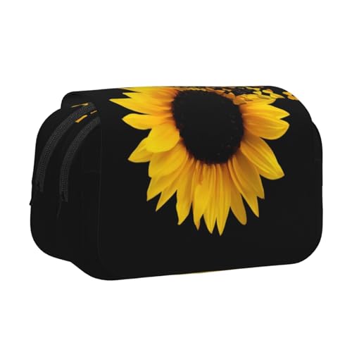 QGWDYYJQ Federmäppchen, Motiv: Sonnenblumen, Schmetterlinge, Kunstdruck, doppeltes Klappetui, Schreibwarenetui, tragbarer Organizer, Schwarz , Einheitsgröße, Münztasche QGWDYYJQ Federmäppchen, Motiv: Sonnenblumen, Schmetterlinge, Kunstdruck, doppeltes Klappetui, Schreibwarenetui, tragbarer Organizer, Schwarz , Einheitsgröße, Münztasche von QGWDYYJQ