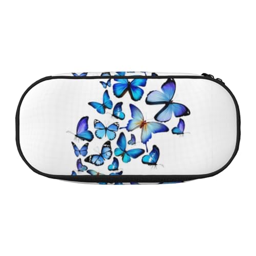 QGWDYYJQ Federmäppchen, Motiv: blauer Schmetterling, Schreibwaren-Organizer, tragbares Federmäppchen, Schwarz , Einheitsgröße, Münztasche von QGWDYYJQ