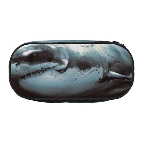 QGWDYYJQ Federmäppchen, Motiv: weißer Hai, Schreibwaren-Organizer, tragbares Federmäppchen, Schwarz , Einheitsgröße, Münztasche von QGWDYYJQ