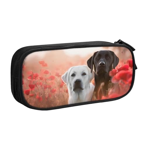 QGWDYYJQ Federmäppchen, Schreibwarenetui, weißer Labrador, tragbarer Organizer, Schwarz , Einheitsgröße, Münztasche von QGWDYYJQ