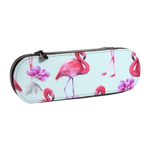 QGWDYYJQ Federmäppchen aus Leder, Motiv: rosa Flamingos, Schreibwaren-Organizer, tragbare Federtasche von QGWDYYJQ