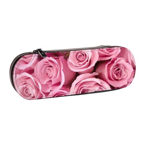 QGWDYYJQ Federmäppchen aus Leder, Motiv: rosa Rose, Schreibwaren-Organizer, tragbares Federmäppchen von QGWDYYJQ