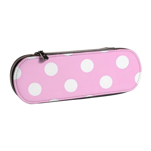 QGWDYYJQ Federmäppchen aus Leder, mit rosa Punkten, Schreibwaren-Organizer, tragbares Federmäppchen von QGWDYYJQ