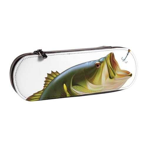 QGWDYYJQ Federmäppchen aus Leder mit Angelschnur, bedruckt mit Fischen, Schreibwaren-Organizer, tragbares Federmäppchen von QGWDYYJQ
