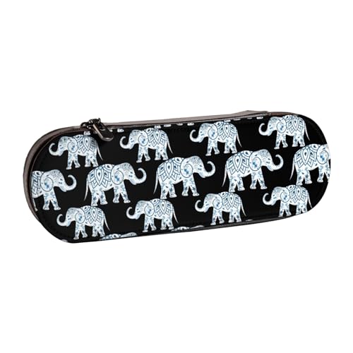 QGWDYYJQ Federmäppchen aus Leder mit Azteken-Elefanten-Motiv, Schreibwaren-Organizer, tragbares Federmäppchen von QGWDYYJQ