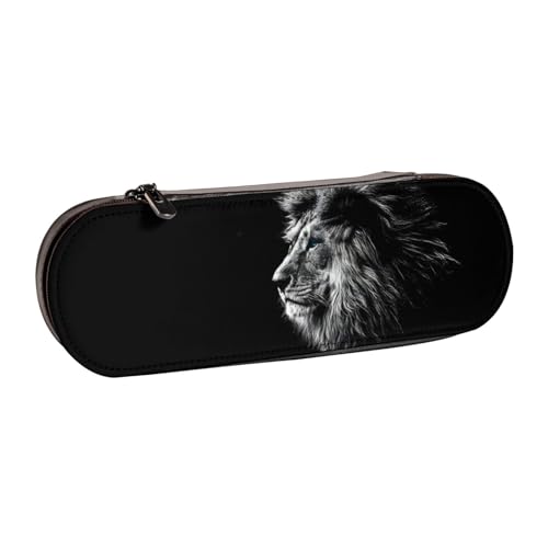 QGWDYYJQ Federmäppchen aus Leder mit Löwen-Motiv, Schreibwaren-Organizer, tragbares Federmäppchen von QGWDYYJQ
