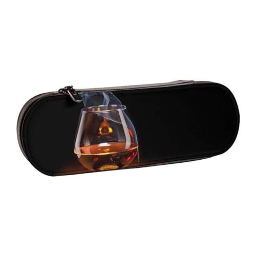 QGWDYYJQ Federmäppchen aus Leder mit Zigarren- und Whisky-Motiv, Schreibwaren-Organizer, tragbares Federmäppchen von QGWDYYJQ
