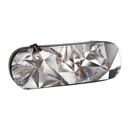 QGWDYYJQ Federmäppchen aus Leder mit abstraktem Diamant-Kristallmuster, bedrucktes Federmäppchen, Schreibwaren-Organizer, tragbares Federmäppchen von QGWDYYJQ