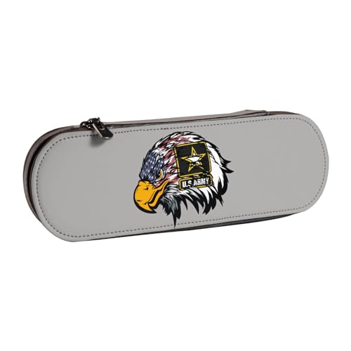 QGWDYYJQ Federmäppchen aus Leder mit amerikanischer Flagge, Motiv: US-Armee, Adler, Schreibwaren-Organizer, tragbares Federmäppchen von QGWDYYJQ
