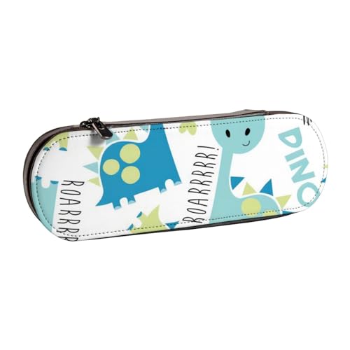 QGWDYYJQ Federmäppchen aus Leder mit niedlichem Dinosaurier-Motiv, Schreibwaren-Organizer, tragbares Federmäppchen von QGWDYYJQ