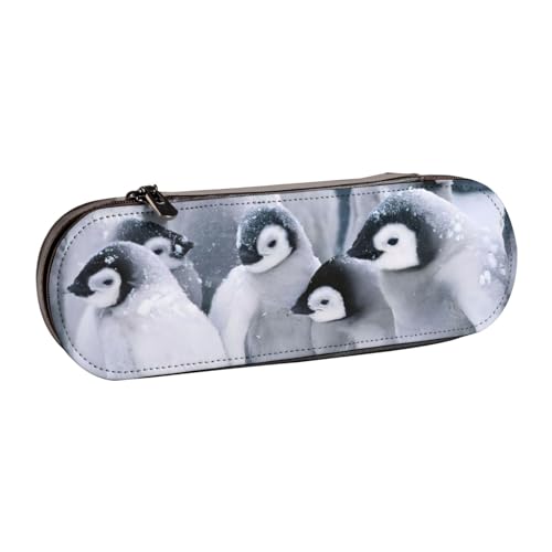 QGWDYYJQ Federmäppchen aus Leder mit niedlichem Pinguin-Motiv, Schreibwaren-Organizer, tragbares Federmäppchen von QGWDYYJQ