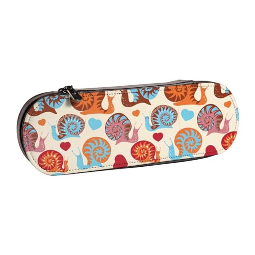 QGWDYYJQ Federmäppchen aus Leder mit niedlichem Schnecken-Motiv, Schreibwaren-Organizer, tragbares Federmäppchen von QGWDYYJQ