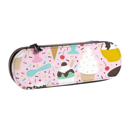 QGWDYYJQ Federmäppchen aus bedrucktem Leder, Motiv: Sweet Ice Cream, Schreibwaren-Organizer, tragbare Federtasche von QGWDYYJQ
