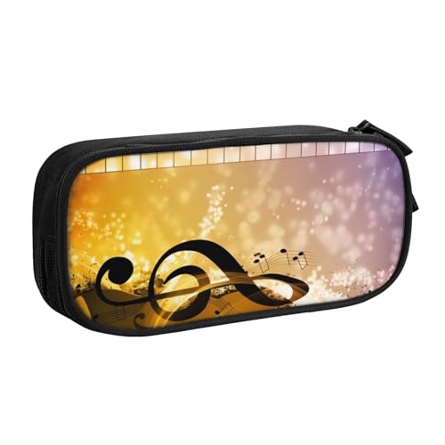 QGWDYYJQ Federmäppchen für Klavier, Violine, Musiknoten, bedruckt, tragbar, Organizer, Schwarz , Einheitsgröße, Münztasche von QGWDYYJQ