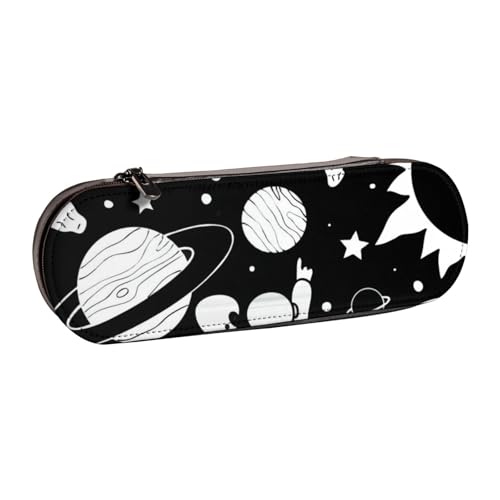 QGWDYYJQ Federmäppchen mit Astronauten- und Alien-Motiv, bedrucktes Leder-Federmäppchen, Schreibwaren-Organizer, tragbares Federmäppchen von QGWDYYJQ