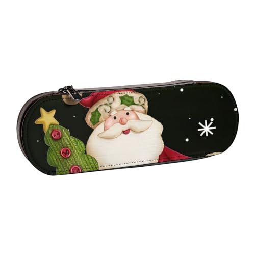 QGWDYYJQ Federmäppchen mit Aufschrift "Merry Christmas", bedrucktes Leder-Federmäppchen, Schreibwaren-Organizer, tragbare von QGWDYYJQ