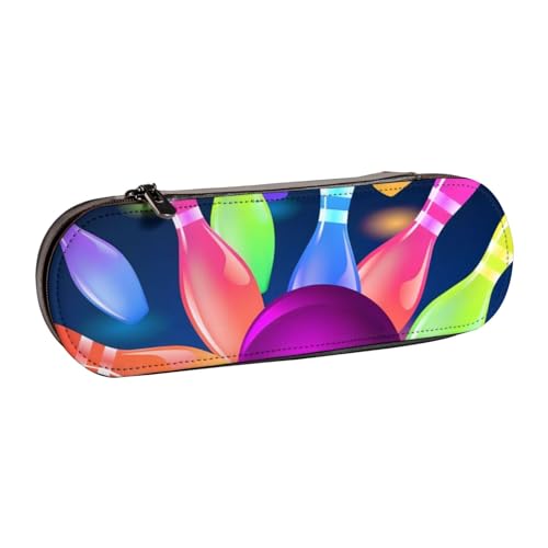 QGWDYYJQ Federmäppchen mit Bowlingkugeln, bedrucktes Leder-Federmäppchen, Schreibwaren-Organizer, tragbare Federtasche von QGWDYYJQ