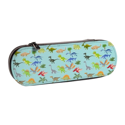 QGWDYYJQ Federmäppchen mit Cartoon-Dinosaurier-Bildern, bedrucktes Leder-Federmäppchen, Schreibwaren-Organizer, tragbares Federmäppchen von QGWDYYJQ