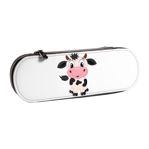 QGWDYYJQ Federmäppchen mit Cartoon-Milchkuh-Motiv, bedrucktes Leder, Schreibwaren-Organizer, tragbares Federmäppchen von QGWDYYJQ