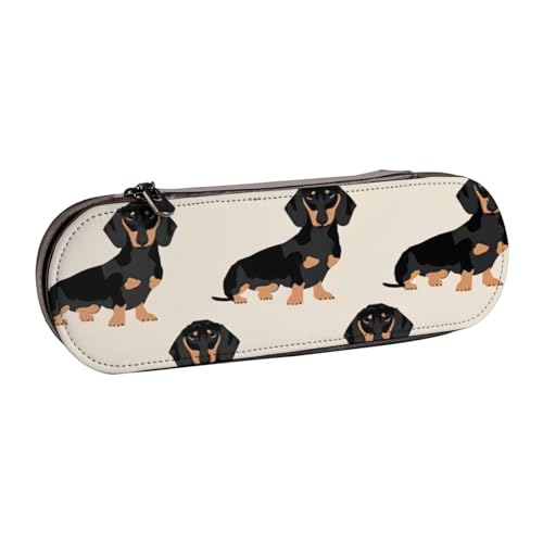 QGWDYYJQ Federmäppchen mit Dackel-Motiv, bedrucktes Leder-Federmäppchen, Schreibwaren-Organizer, tragbares Federmäppchen von QGWDYYJQ
