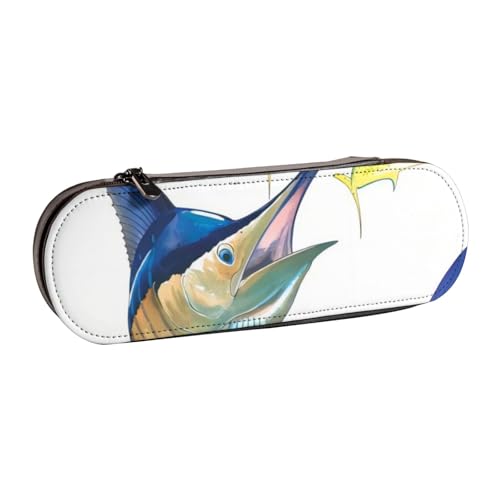 QGWDYYJQ Federmäppchen mit Fischkunst-Motiv, bedrucktes Leder, Schreibwaren-Organizer, tragbare Federtasche von QGWDYYJQ