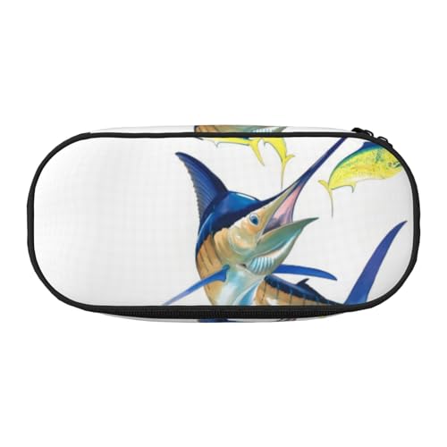 QGWDYYJQ Federmäppchen mit Fischkunstdruck, Schreibwaren-Organizer, tragbares Federmäppchen, Schwarz , Einheitsgröße, Münztasche von QGWDYYJQ