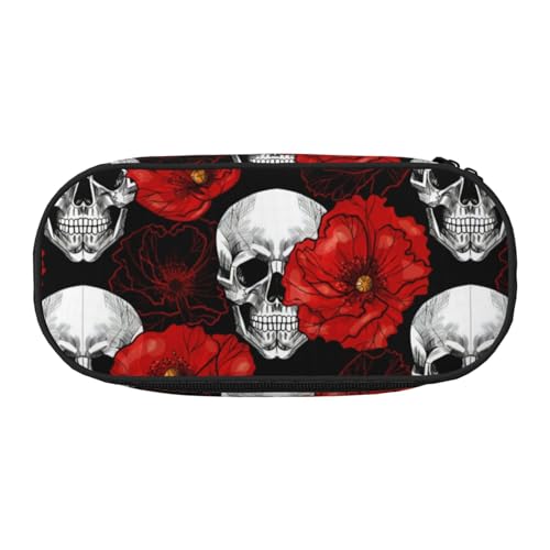 QGWDYYJQ Federmäppchen mit Halloween-Totenkopf-Motiv, Schreibwaren-Organizer, tragbares Federmäppchen, Schwarz , Einheitsgröße, Münztasche von QGWDYYJQ