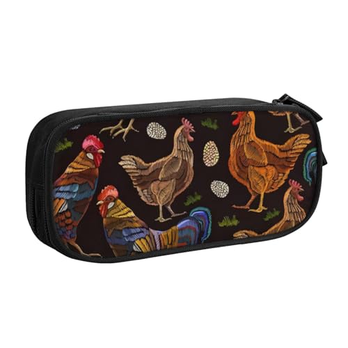 QGWDYYJQ Federmäppchen mit Huhn-Aufdruck, Schreibwarenetui, tragbarer Organizer, Schwarz , Einheitsgröße, Münztasche von QGWDYYJQ