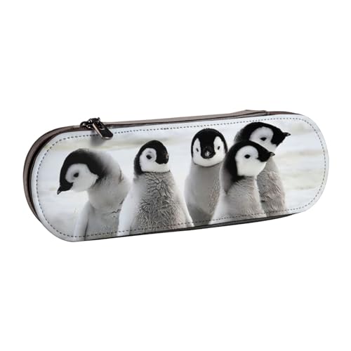 QGWDYYJQ Federmäppchen mit Kaiserpinguin-Motiv, bedrucktes Leder-Federmäppchen, Schreibwaren-Organizer, tragbares Federmäppchen von QGWDYYJQ