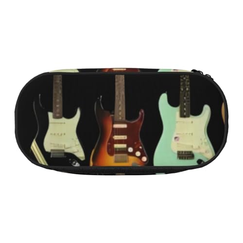 QGWDYYJQ Federmäppchen mit Kunst-Gitarren-Muster, bedrucktes Federmäppchen, Schreibwaren-Organizer, tragbares Federmäppchen, Schwarz , Einheitsgröße, Münztasche von QGWDYYJQ