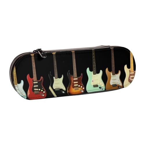 QGWDYYJQ Federmäppchen mit Kunst-Gitarren-Muster, bedrucktes Leder, Schreibwaren-Organizer, tragbares Federmäppchen von QGWDYYJQ
