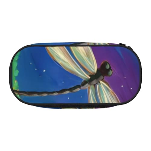 QGWDYYJQ Federmäppchen mit Libellenmalerei, bedrucktes Federmäppchen, Schreibwaren-Organizer, tragbares Federmäppchen, Schwarz , Einheitsgröße, Münztasche von QGWDYYJQ