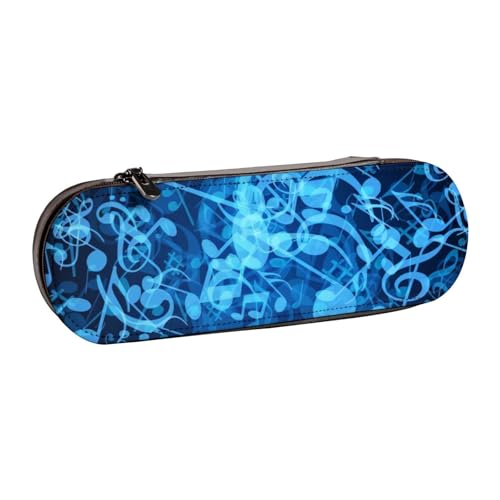 QGWDYYJQ Federmäppchen mit Musiknoten-Motiv, Leder, Schreibwaren-Organizer, tragbares Federmäppchen, Blau von QGWDYYJQ