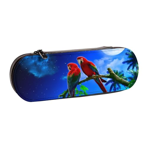 QGWDYYJQ Federmäppchen mit Papageien-Motiv, bedrucktes Leder-Federmäppchen, Schreibwaren-Organizer, tragbares Federmä von QGWDYYJQ