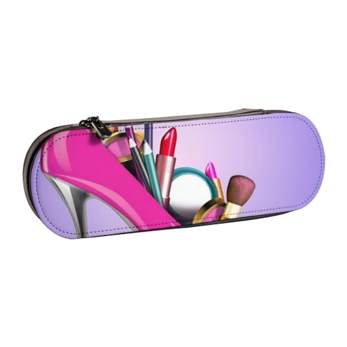QGWDYYJQ Federmäppchen mit Schuhen und Make-up, bedrucktes Leder-Federmäppchen, Schreibwaren-Organizer, tragbares Federmäppchen von QGWDYYJQ
