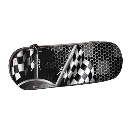 QGWDYYJQ Federmäppchen mit karierter Flagge, bedrucktes Leder-Federmäppchen, Schreibwaren-Organizer, tragbares Federmäppchen von QGWDYYJQ