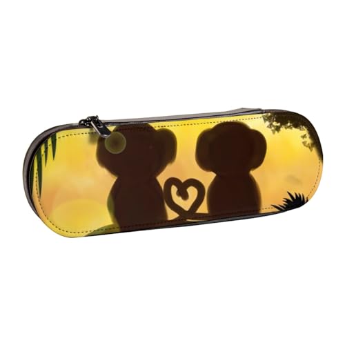 QGWDYYJQ Federmäppchen mit niedlichem Affen-Motiv, bedrucktes Leder-Federmäppchen, Schreibwaren-Organizer, tragbares Federmäppchen von QGWDYYJQ