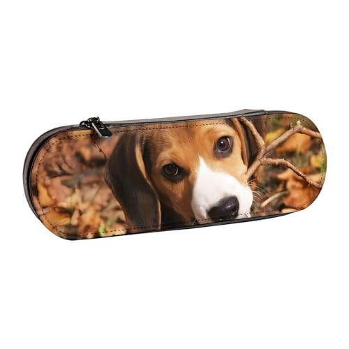 QGWDYYJQ Federmäppchen mit niedlichem Beagle-Motiv, bedrucktes Leder-Federmäppchen, Schreibwaren-Organizer, tragbare von QGWDYYJQ