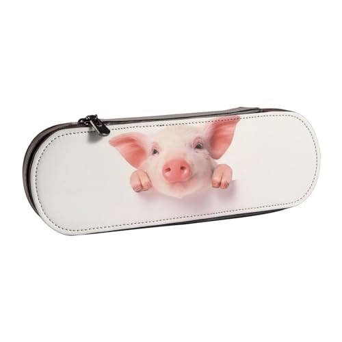 QGWDYYJQ Federmäppchen mit niedlichem Schweinchen-Motiv, aus Leder, Schreibwaren-Organizer, tragbares Federmäppchen von QGWDYYJQ