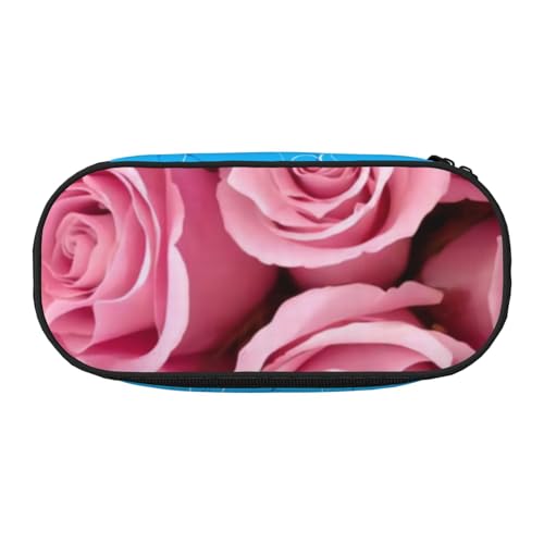 QGWDYYJQ Federmäppchen mit rosa Rose, bedrucktes Federmäppchen, Schreibwaren-Organizer, tragbares Federmäppchen, Schwarz , Einheitsgröße, Münztasche von QGWDYYJQ