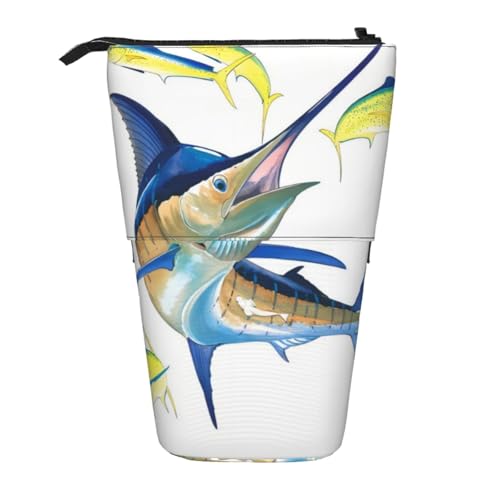 QGWDYYJQ Fish Art bedruckter Teleskop-Bleistift-Organizer, vertikal von QGWDYYJQ